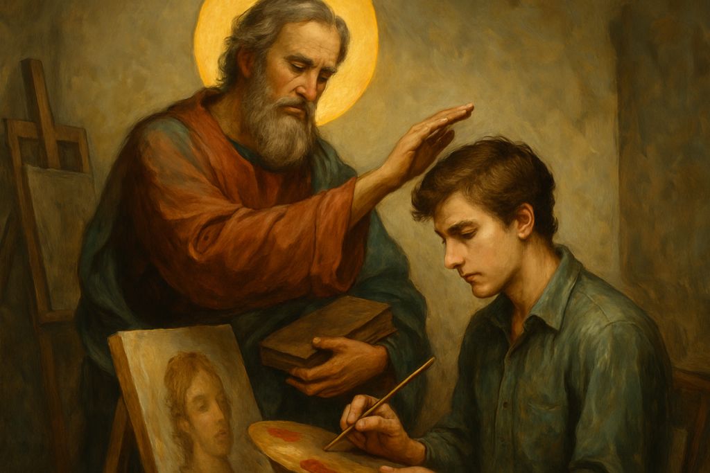 Benedizione a San Luca per la benedizione nel lavoro dei giovani artisti