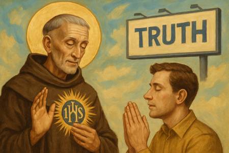 Invocazione a San Bernardino da Siena per una comunicazione veritiera dei pubblicitari