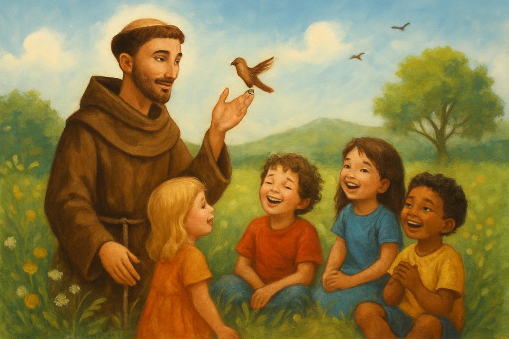 Dialogo semplice con San Francesco d'Assisi per la felicità in natura dei bambini