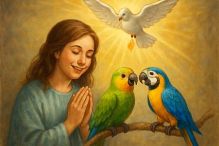 Preghiera allo Spirito Santo per la Felicità tra amici dei Pappagalli