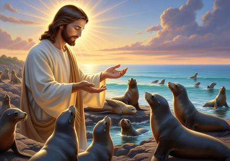 Preghiera a Gesù Cristo per la Felicità in natura dei Leoni marini