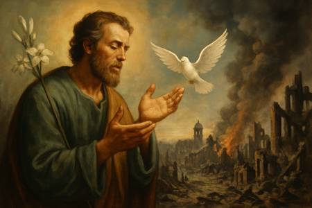 Invocazione a San Giuseppe per la ricostruzione delle case bombardate