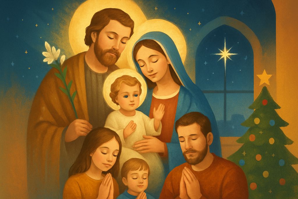 Benedizione della famiglia davanti al Presepe nella Notte Santa