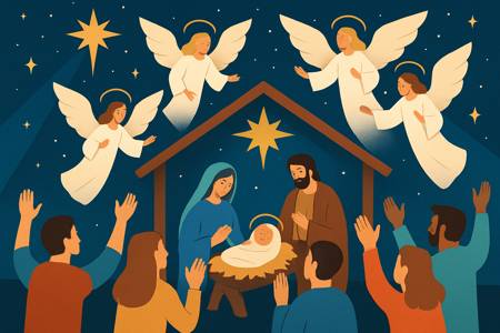 Lode agli Angeli per l'annuncio della nascita di Gesù ai pastori