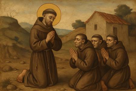 Preghiera dei Frati a San Francesco d'Assisi per vivere la povertà