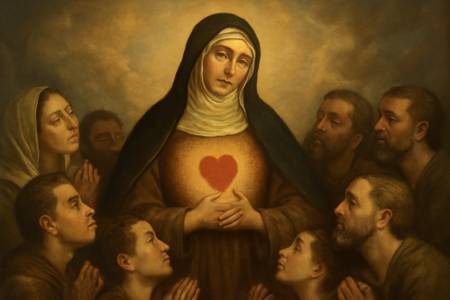 Preghiera intensa a Santa Angela da Foligno sull'amore per Cristo Crocifisso