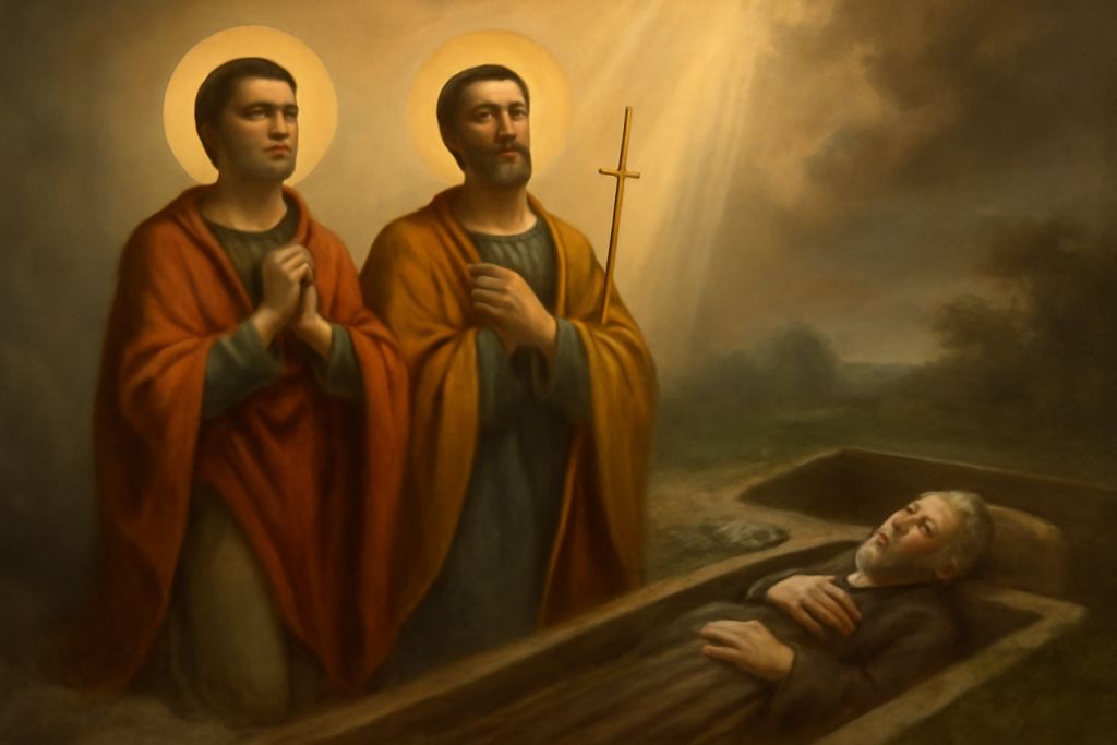Intercessione per i coniugi defunti, con i Santi Aquila e Priscilla