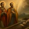 Intercessione per i coniugi defunti, con i Santi Aquila e Priscilla