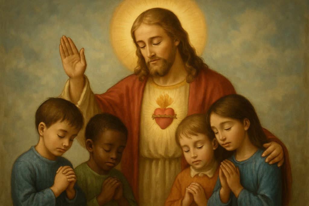 Benedizione dei Bambini con il Sacro Cuore di Gesù per la loro protezione dal male