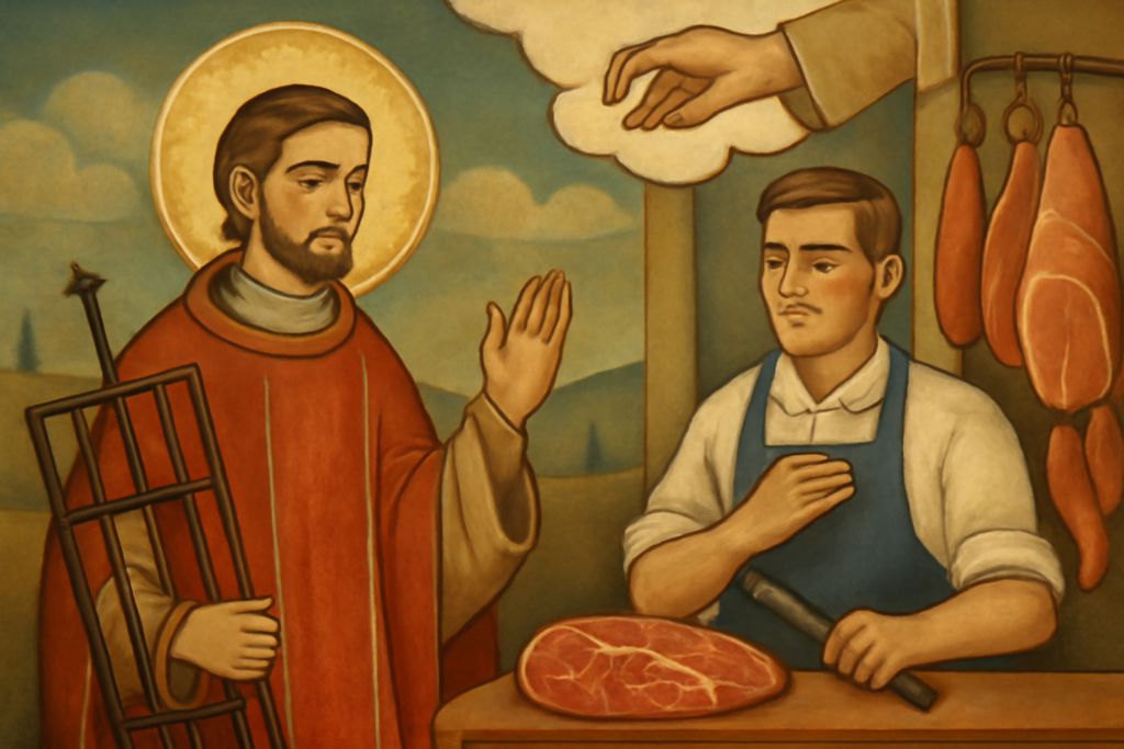 Intercessione di San Lorenzo per l'onestà nel commercio dei Salumieri