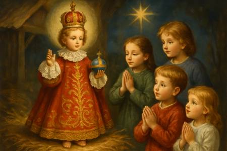 Benedizione dei Bambini davanti al Presepe