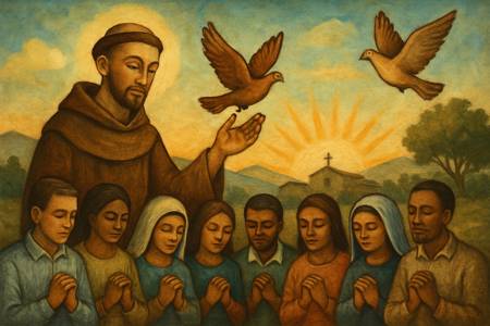 Preghiera comunitaria con San Francesco d'Assisi per diventare strumenti di pace