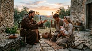 Benedizione con San Francesco d'Assisi per l'umiltà e la semplicità di cuore delle famiglie neoformate