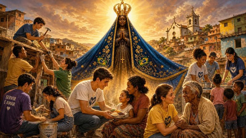 Ringraziamento alla Madonna di Aparecida per la fede operosa dei giovani volontari
