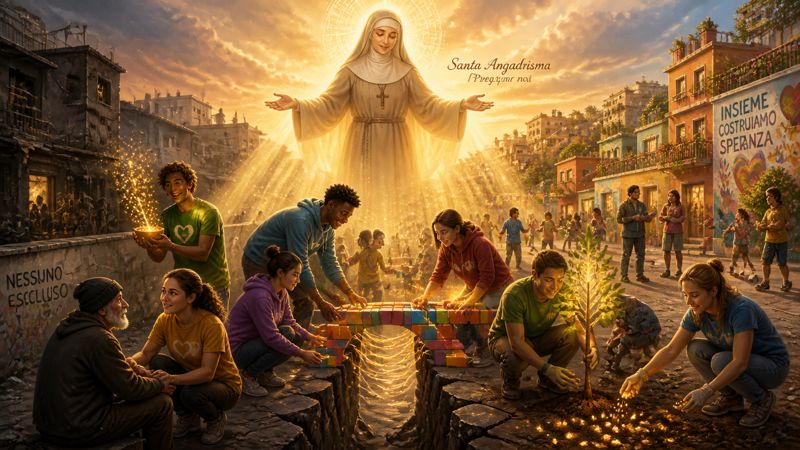 Preghiera comunitaria a Santa Angadrisma per comunità che costruiscono la pace