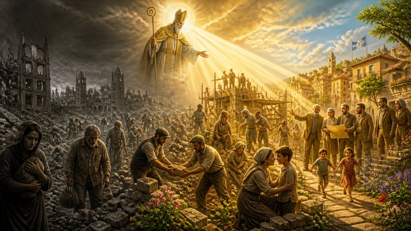 Preghiera comunitaria a Sant'Emidio per la rinascita dei quartieri distrutti