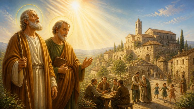 Preghiera ai santi Filippo e Giacomo Minore, patroni di Monte Castello di Vibio, per la saggezza degli amministratori