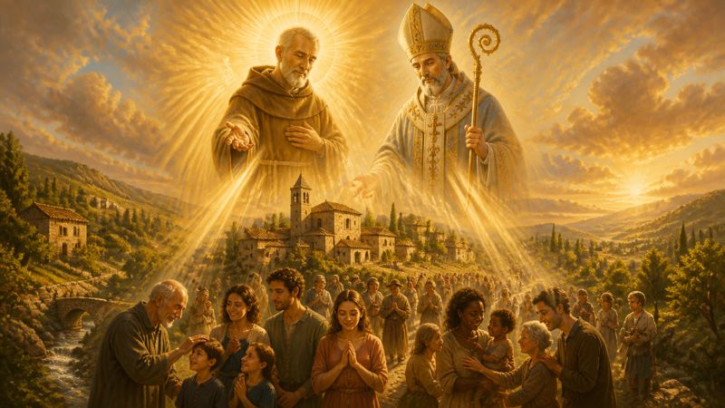 Preghiera di ringraziamento a San Paterniano e San Bernardino da Siena, patroni di Scheggia e Pascelupo, per i doni ricevuti dalla comunità